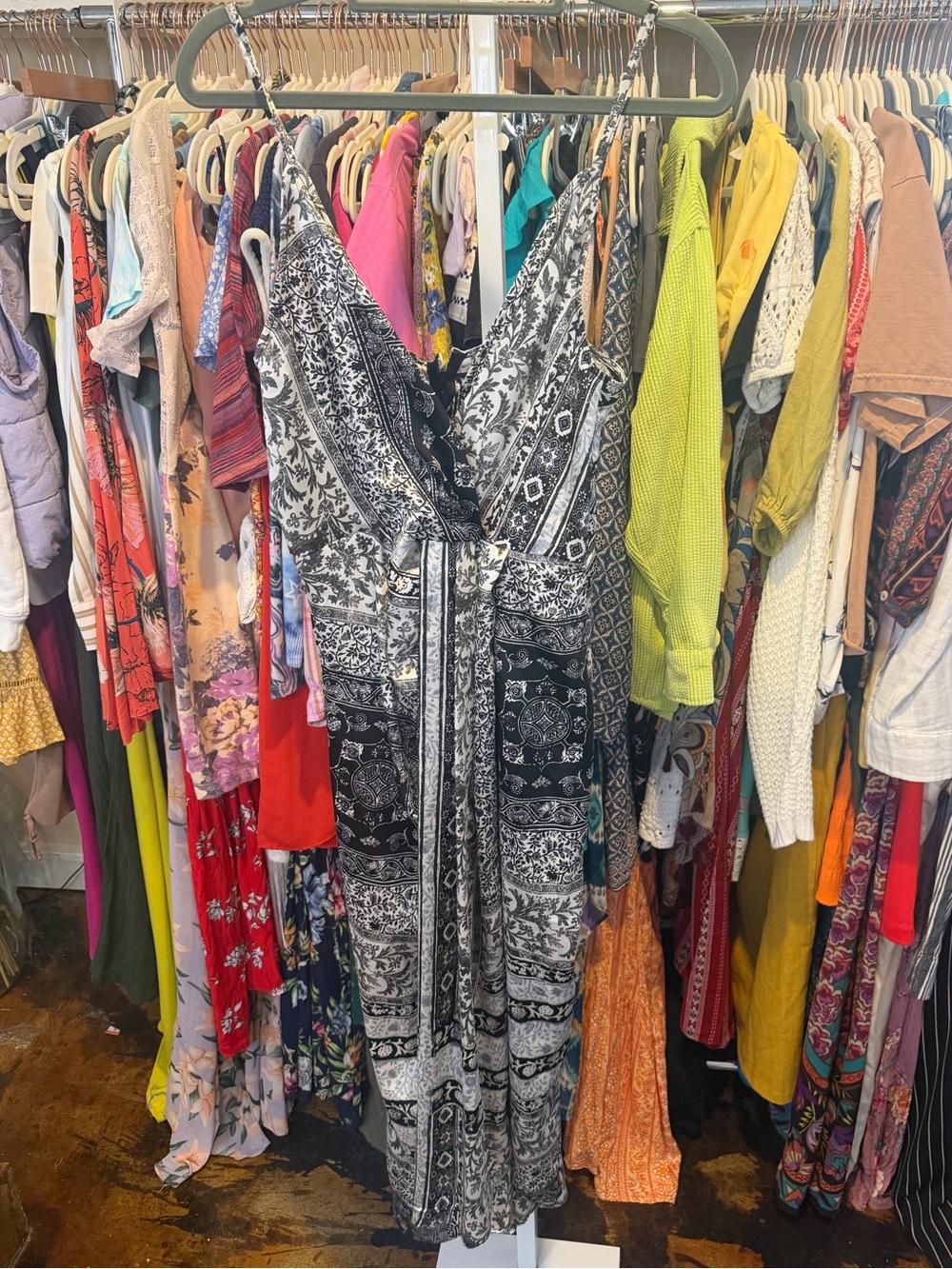 NWT Zara Patterned Spaghetti-Strap Midi Dress - Picture 5 of 9